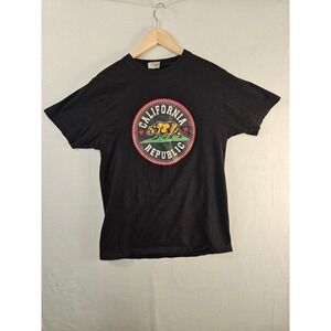Pro West California Republic Bear Graphic Black T Shirt Mens Size L #1633